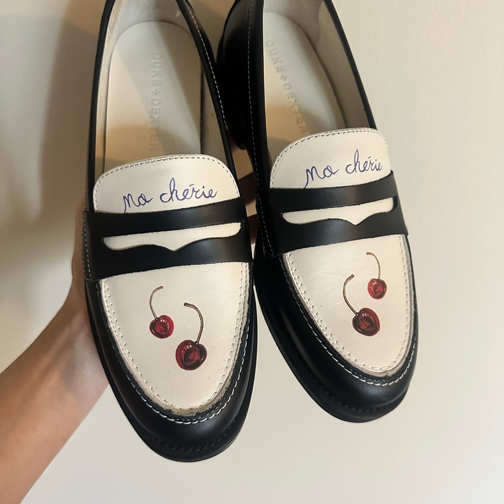 Duke + Dexter Black and White cherry Loafers